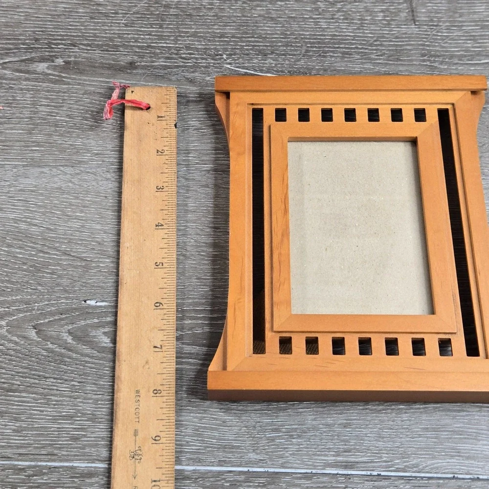 Vintage Mission Style Wood Picture Frame rank Lloyd Wright / Prairie Tabletop
